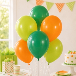 Dark Green, Lime Green & Orange Large Latex Balloons - 30 Pk